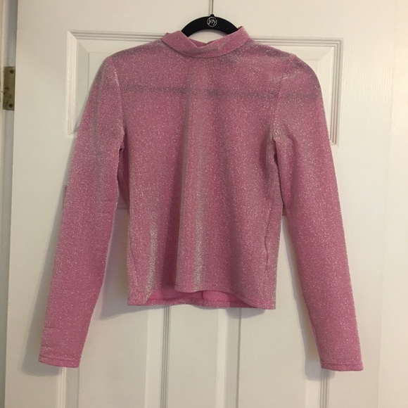 Topshop Tops - Topshop Pink Sparkly Turtleneck